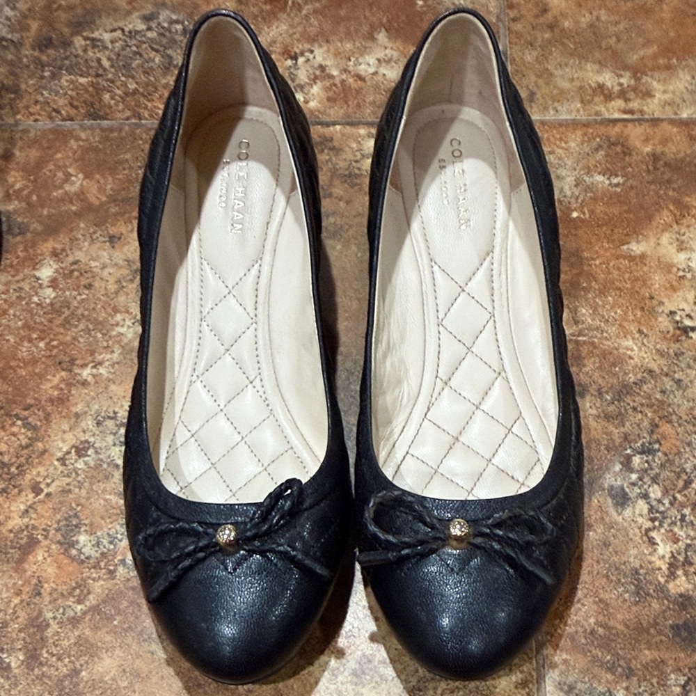 Cole Haan Women's Black and Tan Peep Toe Shoes lo - Picture 2 of 13